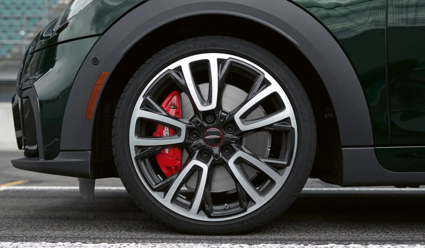 A closeup of one of the JCW wheels. | Tom Bush MINI in Jacksonville FL